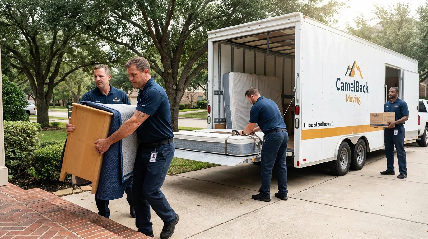 Crew loading residential truck for cross-state move from Port Orange, FL