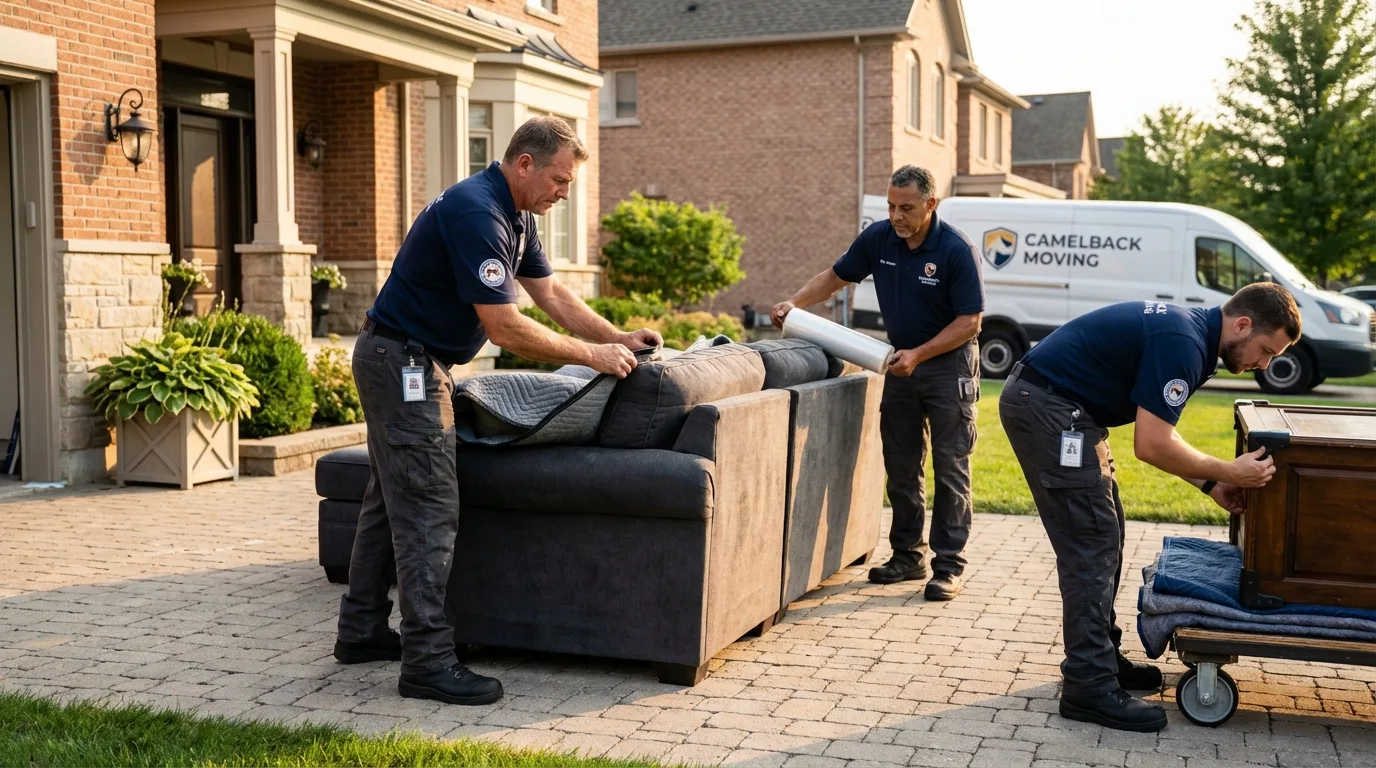 Large estate moving crew wrapping furniture in Port Orange, FL