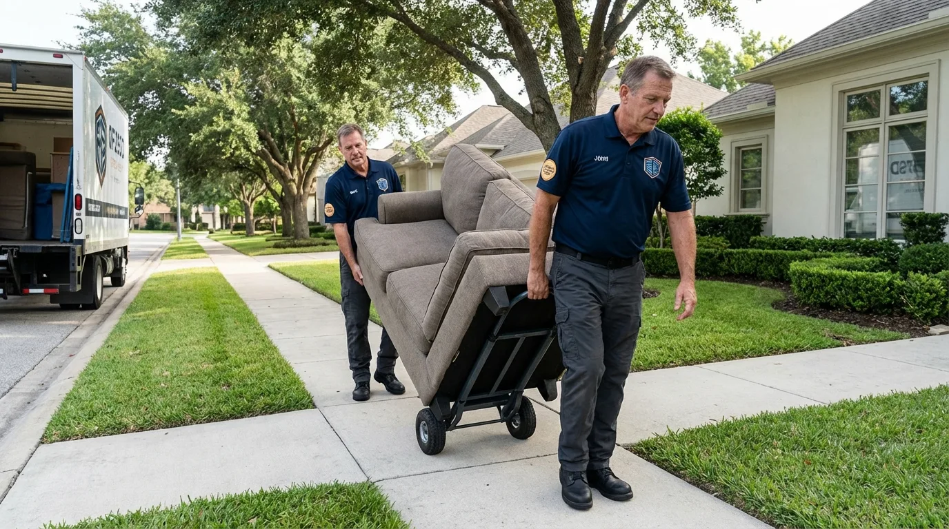 Local residential moving crew loading furniture in Port Orange, FL